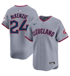 Men Cleveland Guardians 24 Triston McKenzie Grey 2025 Alternate Limited Stitched Baseball Jersey Men Cleveland Guardians 24 Triston McKenzie Grey 2025 Alternate Limited Stitched Baseball Jersey