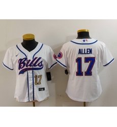 Women Buffalo Bills 17 Josh Allen White Cool Base Stitched Baseball Jersey 1 Women Buffalo Bills 17 Josh Allen White Cool Base Stitched Baseball Jersey 1