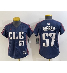 Women Cleveland Guardians 57 Shane Bieber Navy 2024 City Connect Limited Stitched Baseball Jersey 4 Women Cleveland Guardians 57 Shane Bieber Navy 2024 City Connect Limited Stitched Baseball Jersey 4