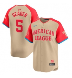 Men American League 5 Corey Seager Cream 2024 All Star Limited Stitched Baseball Jersey Men American League 5 Corey Seager Cream 2024 All Star Limited Stitched Baseball Jersey