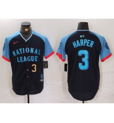 Men National League 3 Bryce Harper Navy 2024 All Star Limited Stitched Baseball Jersey 3 Men National League 3 Bryce Harper Navy 2024 All Star Limited Stitched Baseball Jersey 3