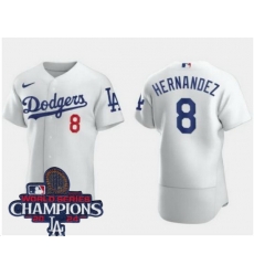 Men Nike Los Angeles Dodgers Enrique Hernandez #8 White Flex Base 2024 World Series Champions Stitched MLB Jersey Men Nike Los Angeles Dodgers Enrique Hernandez #8 White Flex Base 2024 World Series Champions Stitched MLB Jersey