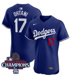 Men Nike Los Angeles Dodgers Shohei Ohtani #17 Blue Flex Base 2024 World Series Champions Stitched MLB Jersey Men Nike Los Angeles Dodgers Shohei Ohtani #17 Blue Flex Base 2024 World Series Champions Stitched MLB Jersey