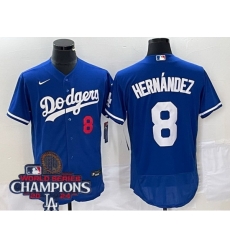 Youth Nike Los Angeles Dodgers Enrique Hernandez #8 Blue Flex Base 2024 World Series Champions Stitched MLB Jersey Youth Nike Los Angeles Dodgers Enrique Hernandez #8 Blue Flex Base 2024 World Series Champions Stitched MLB Jersey