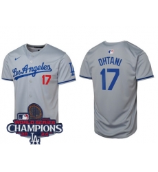 Youth Nike Los Angeles Dodgers Shohei Ohtani #17 Gray Flex Base 2024 World Series Champions Stitched MLB Jersey II Youth Nike Los Angeles Dodgers Shohei Ohtani #17 Gray Flex Base 2024 World Series Champions Stitched MLB Jersey II