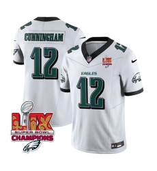 Men Philadelphia Eagles 12 Randall Cunningham White 2025 Eagles Logo Super Bowl LIX Patch New F U S E Vapor Limited Stitched Football Jersey Men Philadelphia Eagles 12 Randall Cunningham White 2025 Eagles Logo Super Bowl LIX Patch New F U S E Vapor Limited Stitched Football Jersey