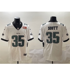 Men Philadelphia Eagles 35 Boston Scott White 2025 Super Bowl LIX Patch Vapor Untouchable Limited Stitched Football Jersey Men Philadelphia Eagles 35 Boston Scott White 2025 Super Bowl LIX Patch Vapor Untouchable Limited Stitched Football Jersey