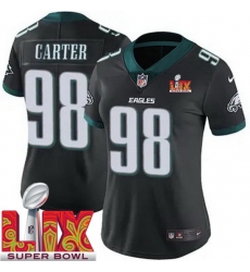 Women Philadelphia Eagles Jalen Carter #98 Black 2024 2025 Super Bowl LIX F U S E Stitched NFL Jersey Women Philadelphia Eagles Jalen Carter #98 Black 2024 2025 Super Bowl LIX F U S E Stitched NFL Jersey