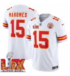 Men Kansas City Chiefs Patrick Mahomes #15 White 2024 2025 Super Bowl LIX F U S E Stitched Jersey Men Kansas City Chiefs Patrick Mahomes #15 White 2024 2025 Super Bowl LIX F U S E Stitched Jersey
