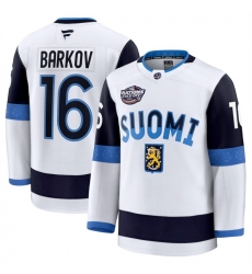 Men Finland 16 Aleksander Barkov White 2025 4 Nations Face Off Premium Stitched Jersey Men Finland 16 Aleksander Barkov White 2025 4 Nations Face Off Premium Stitched Jersey