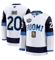 Men Finland 20 Sebastian Aho White 2025 4 Nations Face Off Premium Stitched Jersey Men Finland 20 Sebastian Aho White 2025 4 Nations Face Off Premium Stitched Jersey