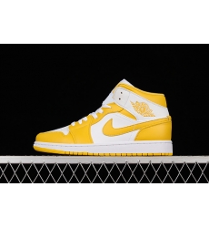 AIR JORDAN 1 MID POLLEN WHITE UNIVERSITY GOLD WHITE