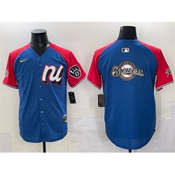 Men National League Milwaukee Brewers Team Big Logo Blue Red Alternate 2025 All Star Edition Limited Stitched Baseball Jersey