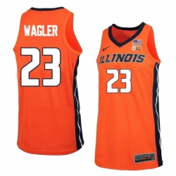 Men's #23 Keaton Wagler Illinois Fighting Illini College Basketball Jersey Orange Alternate