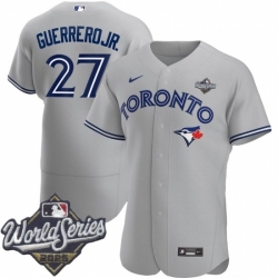 Men Toronto Blue Jays 27 Vladimir Guerrero Jr Men Nike Gray Road 2020 Flex Base Player MLB Jersey