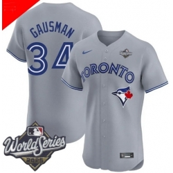 Men Toronto Blue Jays 34 Kevin Gausman Gray Cool Base Stitched Baseball Jersey