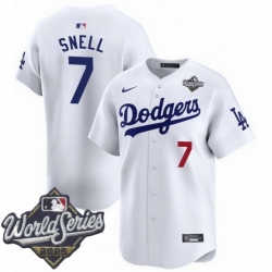Men Los Angeles Dodgers 7 Blake Snell 2025 World Series Cool Base Stitched Baseball Jersey White