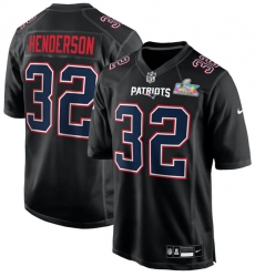 Men New England Patriots 32 TreVeyon Henderson Black 2025 Super Bowl LX Patch Carbon Fashion Stitched Game Jersey Men New England Patriots 32 TreVeyon Henderson Black 2025 Super Bowl LX Patch Carbon Fashion Stitched Game Jersey
