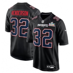 TreVeyon Henderson New England Patriots Nike Super Bowl LX Patch Carbon Fashion Game Jersey Black