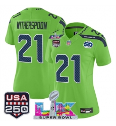 Women Seattle Seahawks 21 Devon Witherspoon Green 2025 F U S E Super Bowl LX Patch And 50th Season 26 USA 250 27 Patch Vapor Limited Football Stitched Je Women Seattle Seahawks 21 Devon Witherspoon Green 2025 F U S E Super Bowl LX Patch And 50th Season 26 USA 250 27 Patch Vapor Limited Football Stitched Je