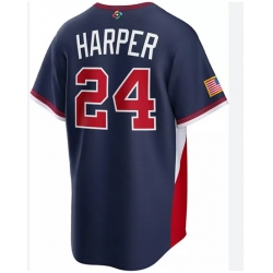 Men USA Baseball Bryce Harper Nike Blue 2026 World Baseball Classic Home Stadium Jersey